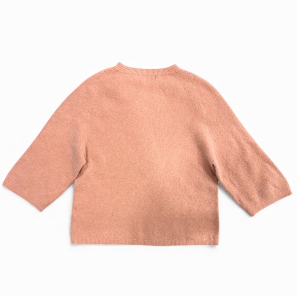 Italian Alpaca Wool Blend Women's Crew Neck Sweater in Light Orange/ Salmon